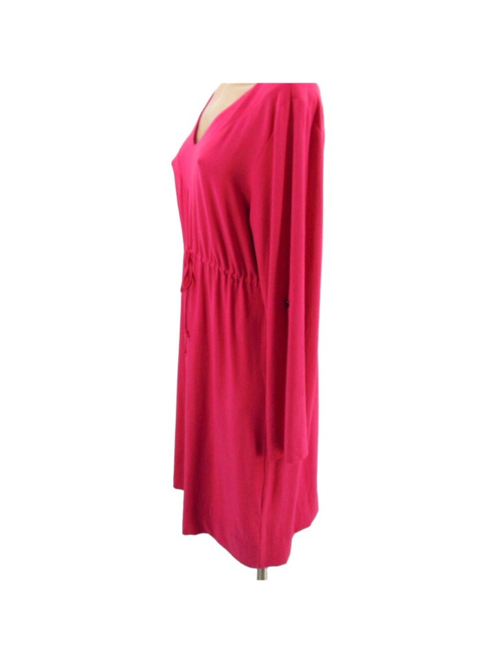 Soma Womans Pink Size L Long Sleeve V Neck  Dress Drawstring Waist Button Tab - Picture 4 of 14
